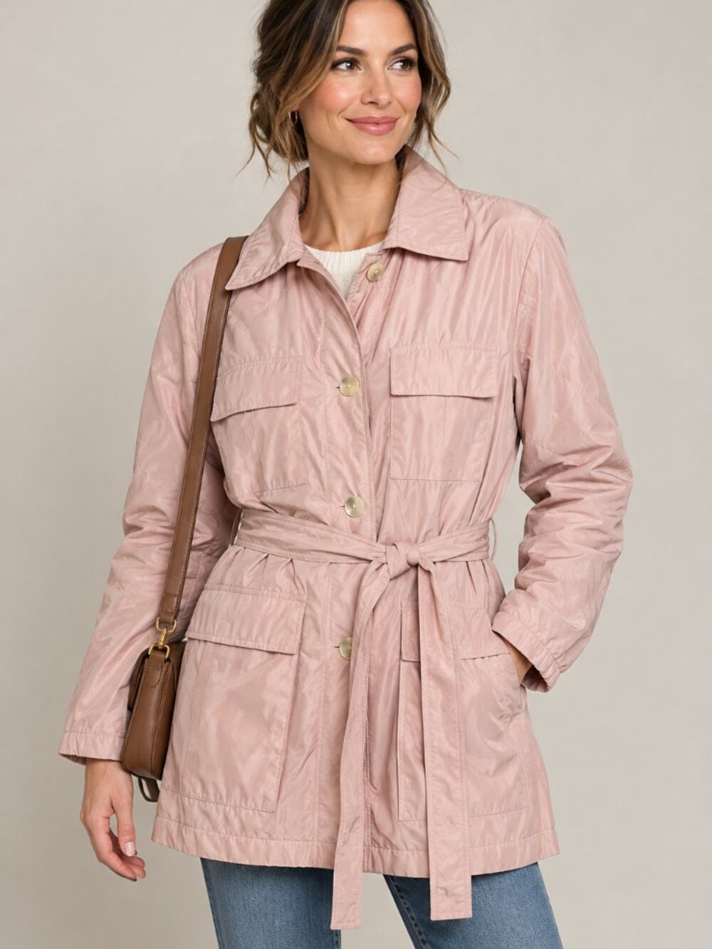 Bianca G. Italy Pink Trench Jacket Leopard Lining - IT 44 / US Medium
